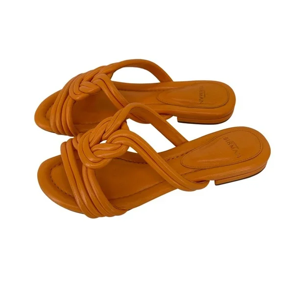 Alexandre Birman Knot‎ Leather Slides Sandals Orange Size 37 EU 6.5 US